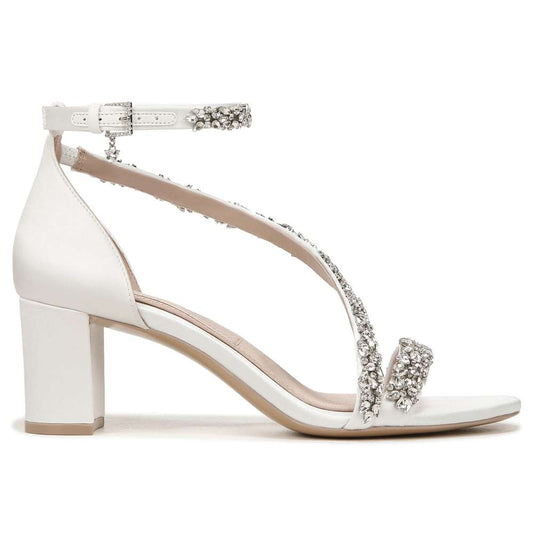 Ahava Heeled Sandal - Silk White Satin