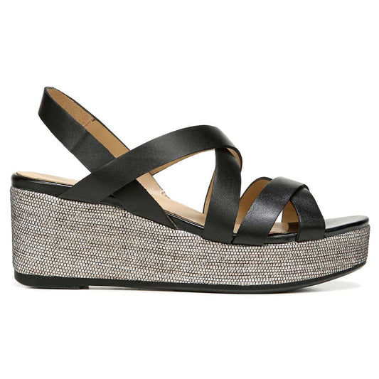 Unique Wedge Sandal - Black