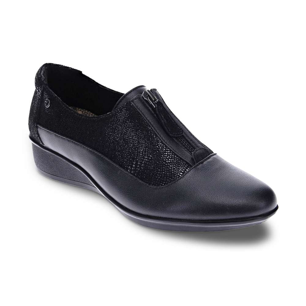 Tangier Zip Loafer - Black French/Lizard