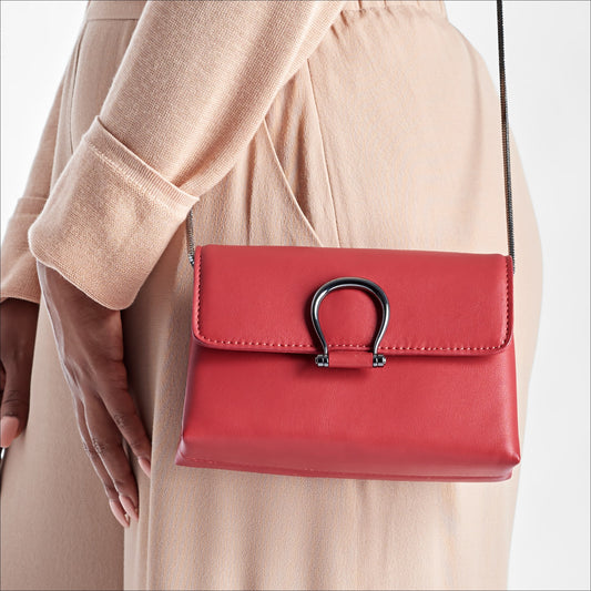 Lifestyle image for Caleah Clutch Bag - Hot Sauce