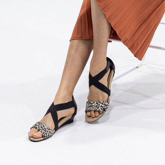 Lifestyle image for Hydro Wedge Sandal - Black Ocelot