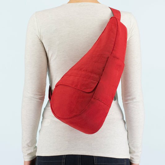 Lifestyle image for Textured Nylon Backpack - Crimson