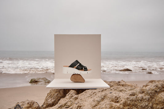 Lifestyle image for Uptown Sunset Wedge - Black Tumbled