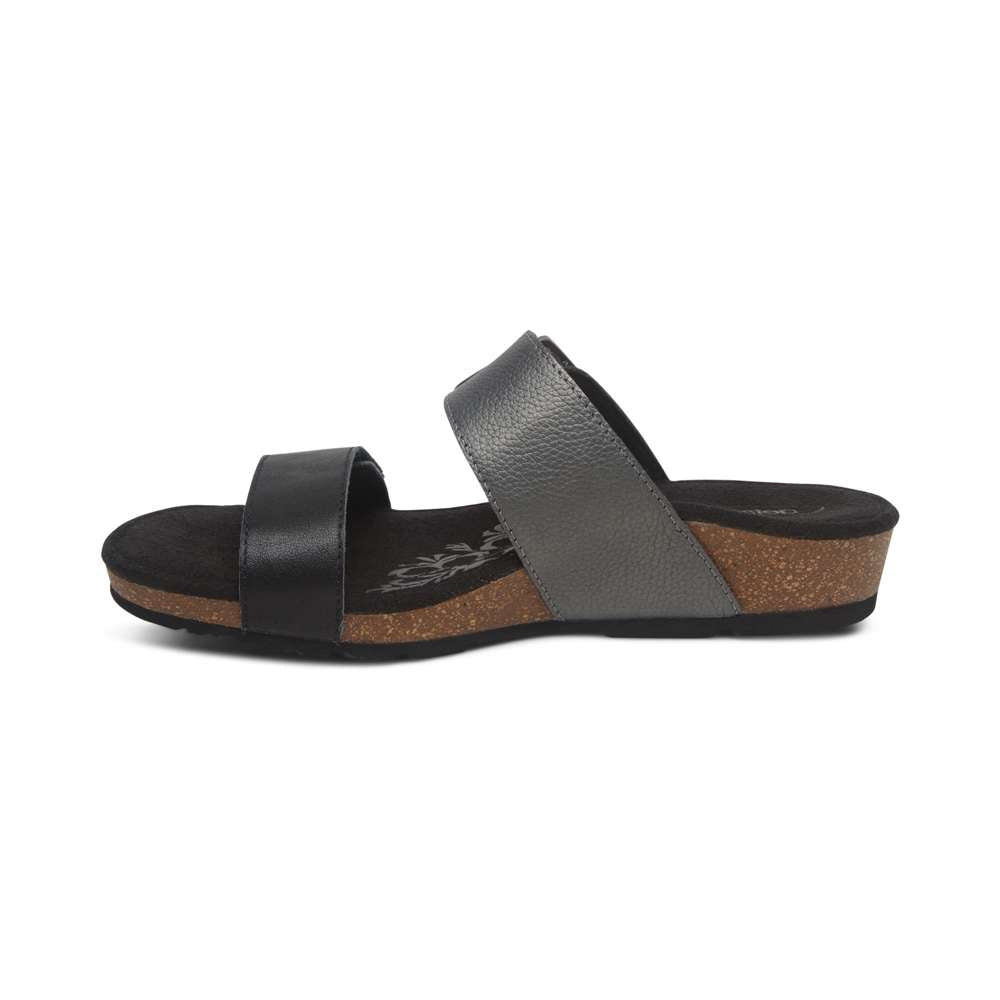 Daisy Slide Sandal - Black