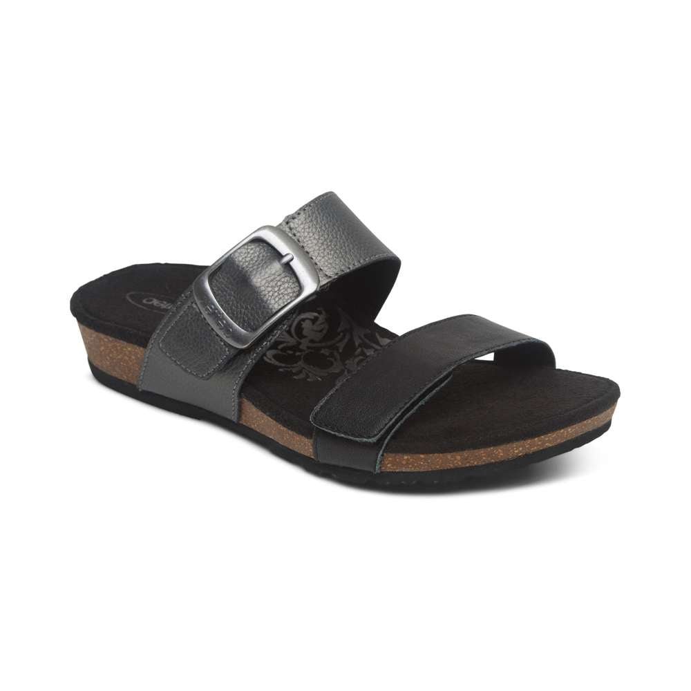 Daisy Slide Sandal - Black