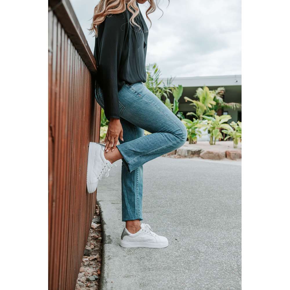 Paisley Floral Sneaker - White/Silver Patch