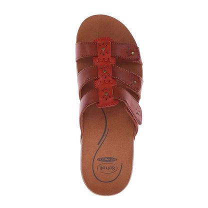 Andrea Slide Sandal - Tangerine/Tan