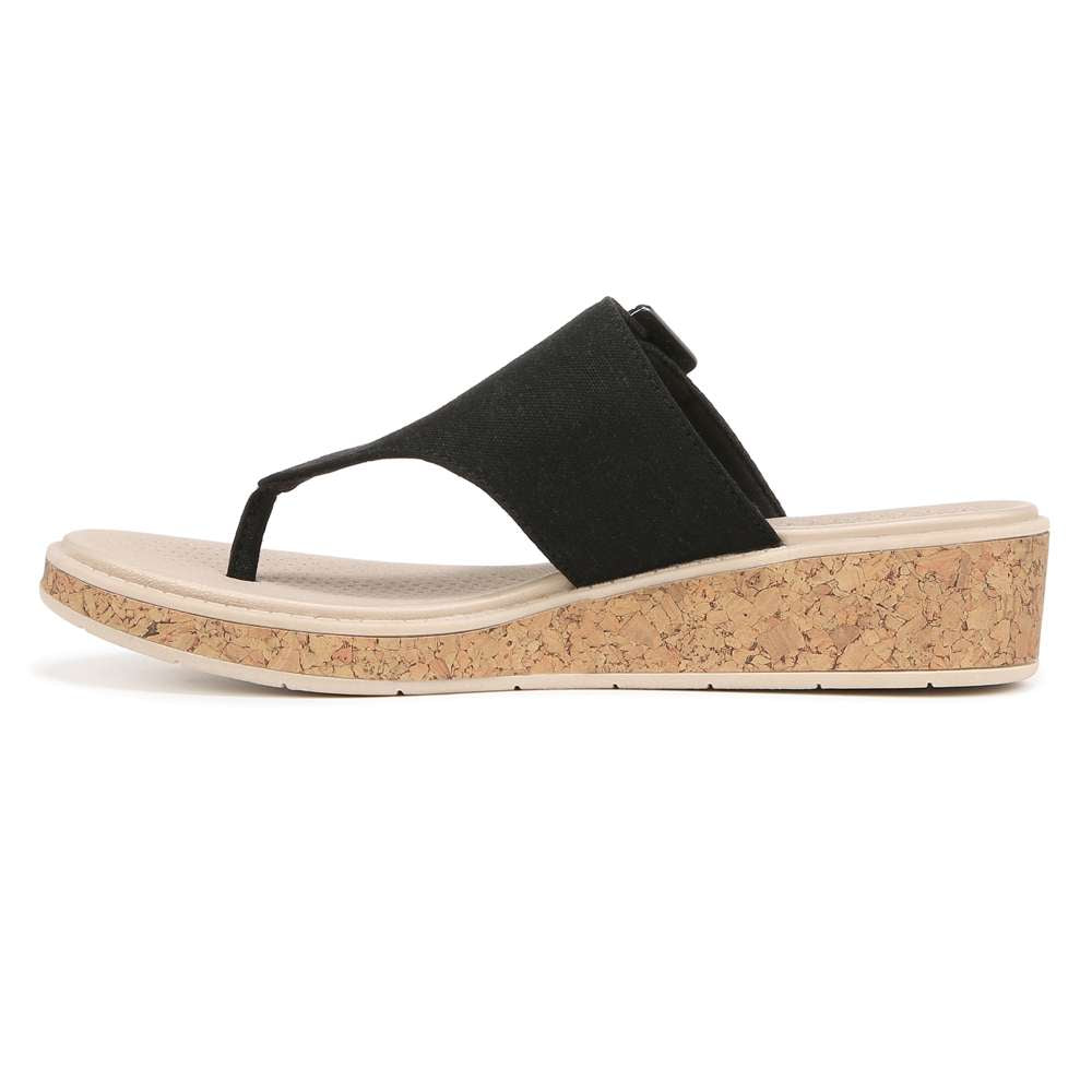 Bay Wedge Sandal - Black Linen
