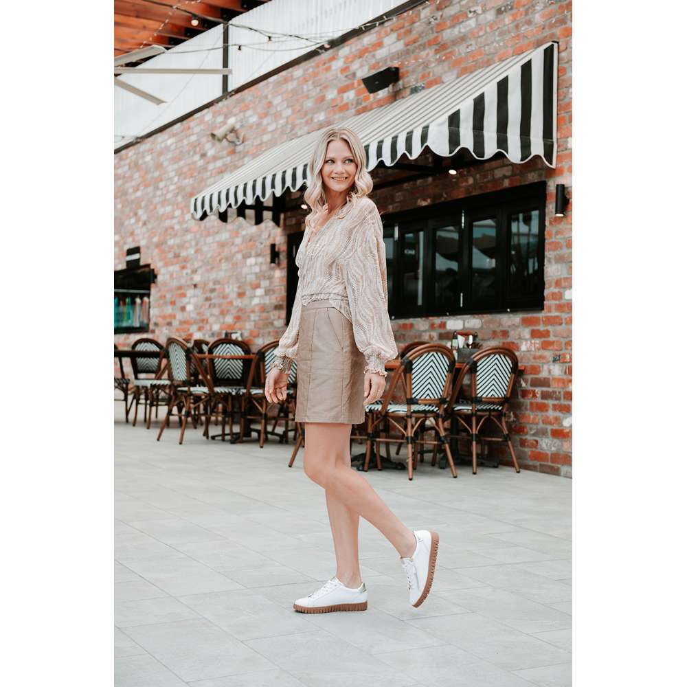 Luna Lace-Up Sneaker - White/Tan