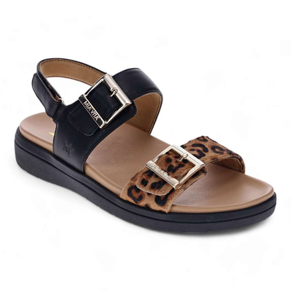 Bettina Sandal - Black Leopard