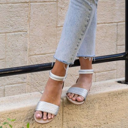 Moira Flat Sandal - Pearl White