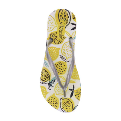 Venice Print Women's Toe Post Sandal - Lemon
