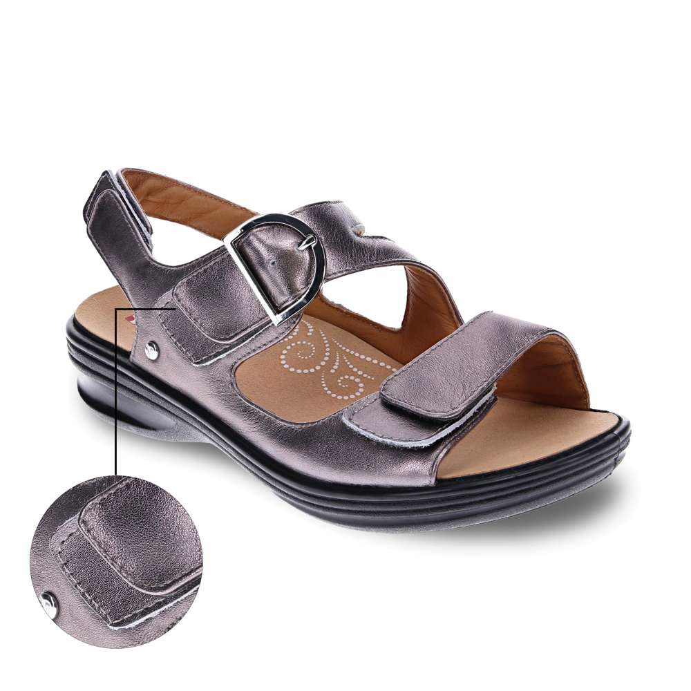 Barcelona Back Strap Sandal - Gunmetal