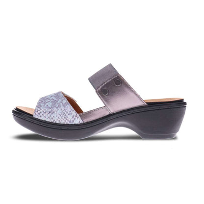 Ibiza Slide - Gunmetal/ Teal Snake