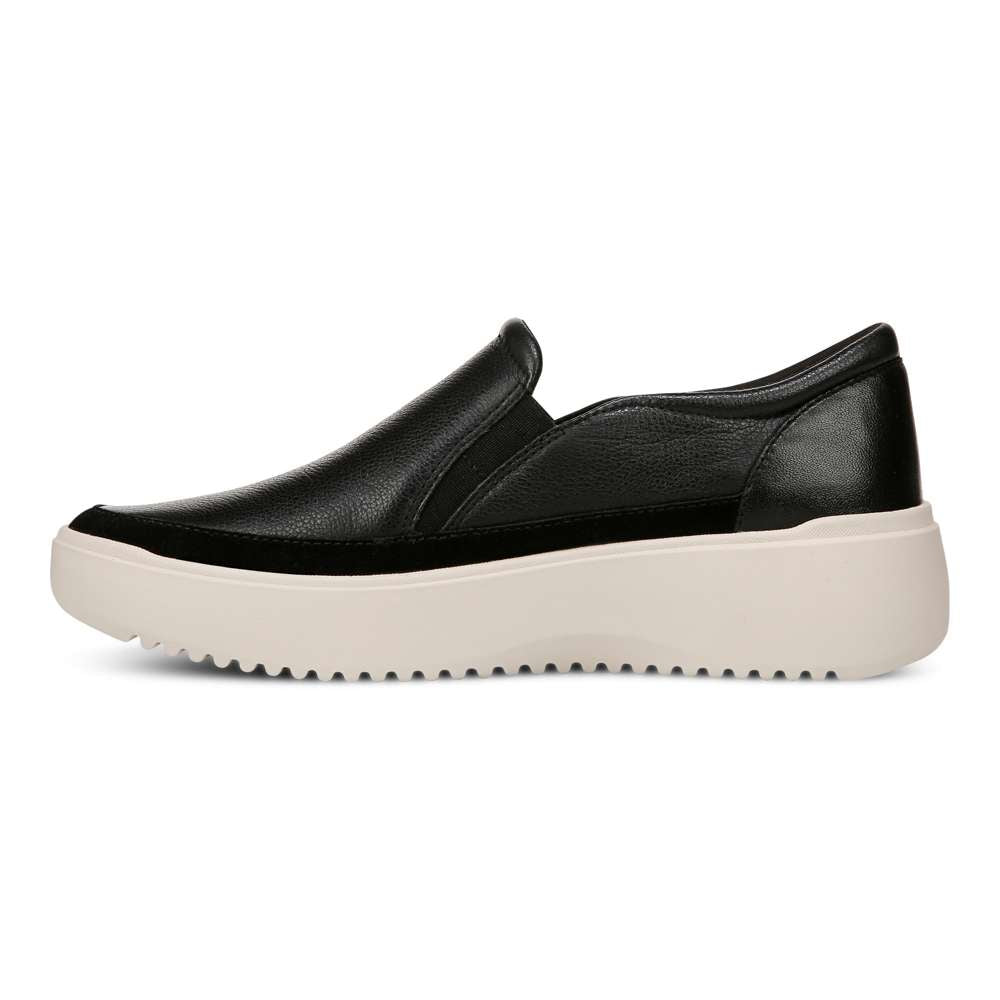 Kearny Platform Slip-On Sneaker - Black Leather