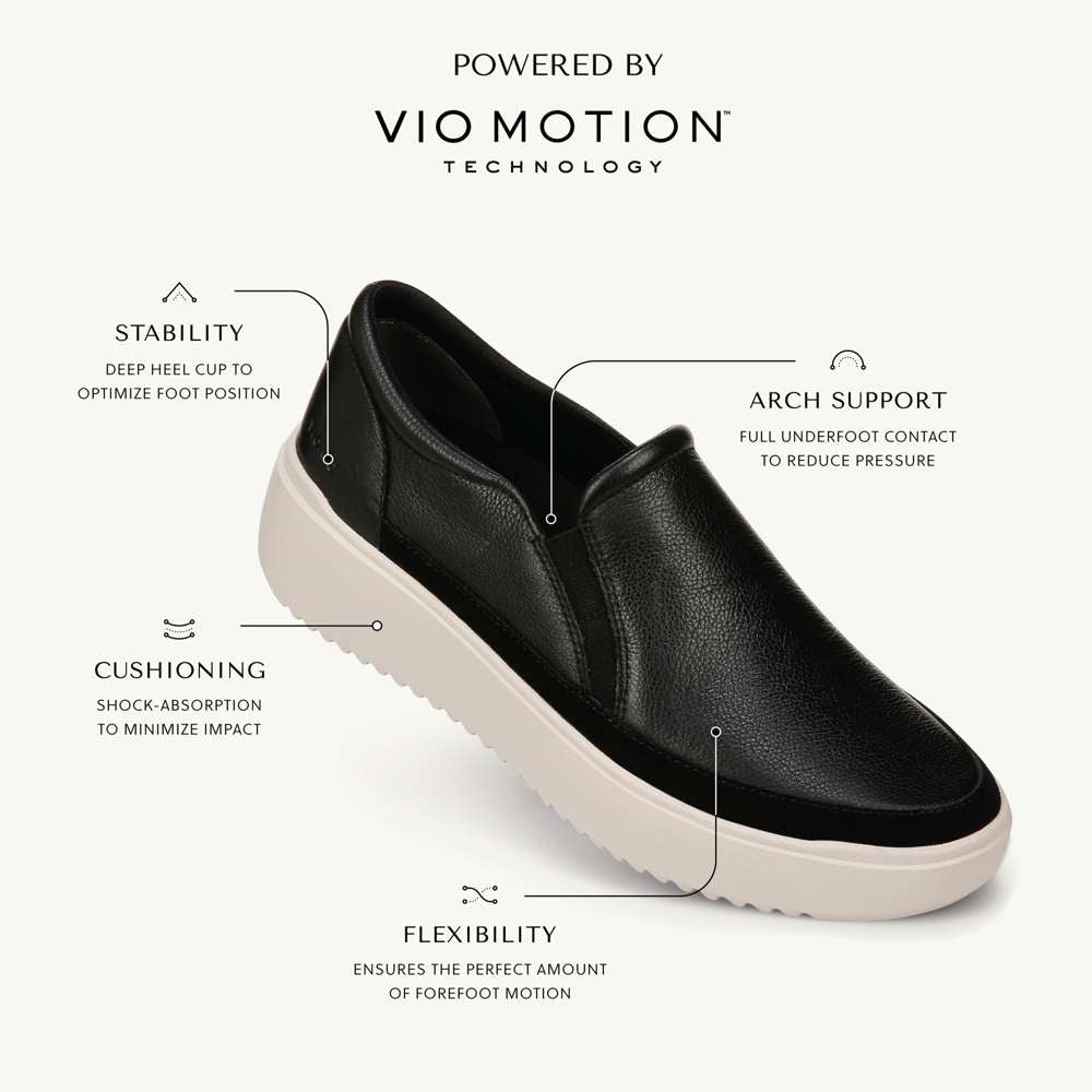 Kearny Platform Slip-On Sneaker - Black Leather