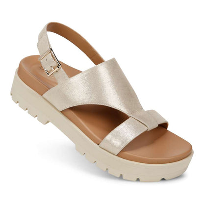 Alondra Platform Lug Sandal - Gold Leather
