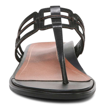 Alvana Toe Post Sandal - Black Leather
