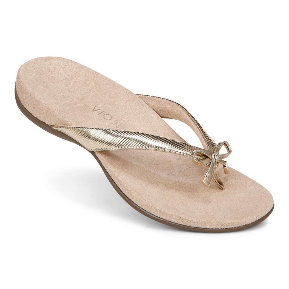 Bella Toe Post Sandal - Gold Ribbed