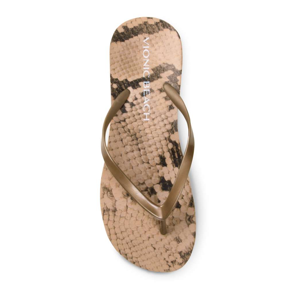 Coogee Wedge Toe Post Sandal - Bronze Snake