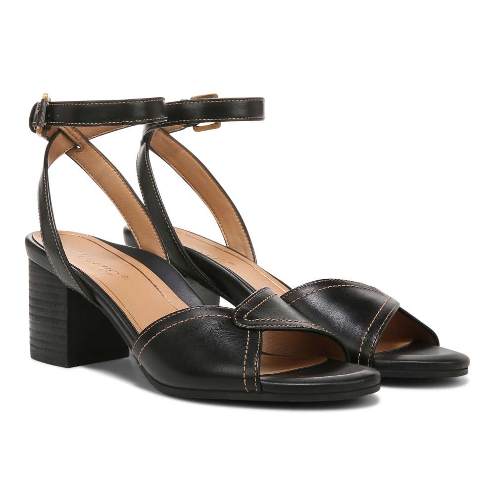 Isadora Heeled Sandal - Black Leather