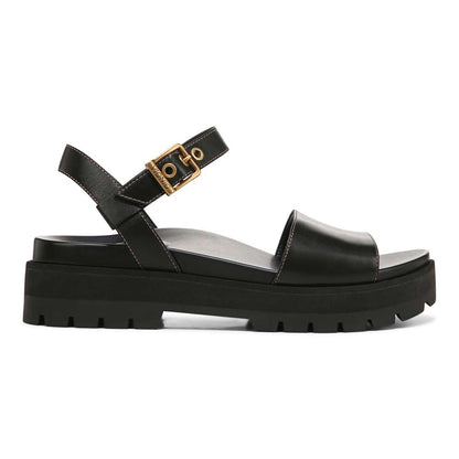 Jamie Flatform Lug Sandal - Black Leather