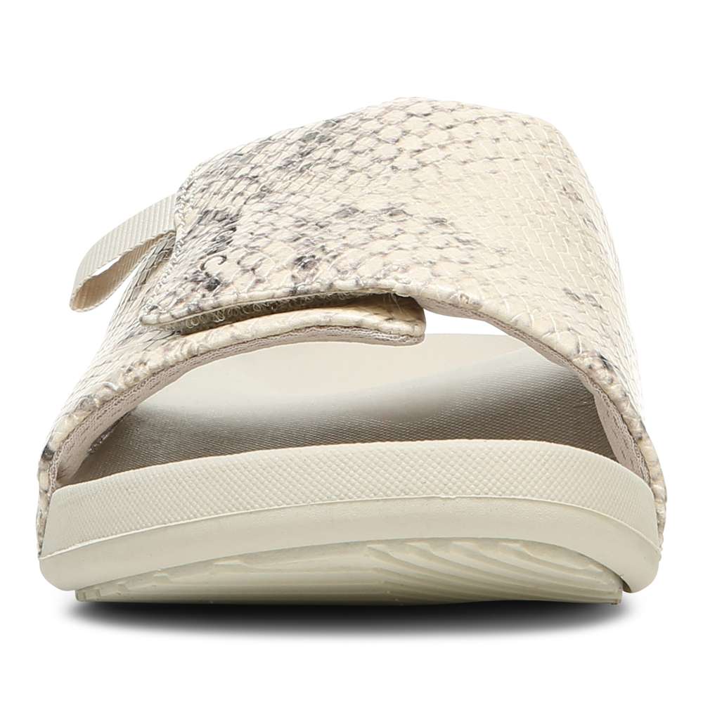 Keira Slide Sandal - Cream Snake