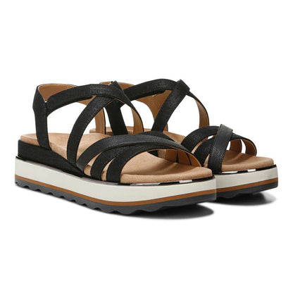 Kellyn Flatform Sandal - Black Linen