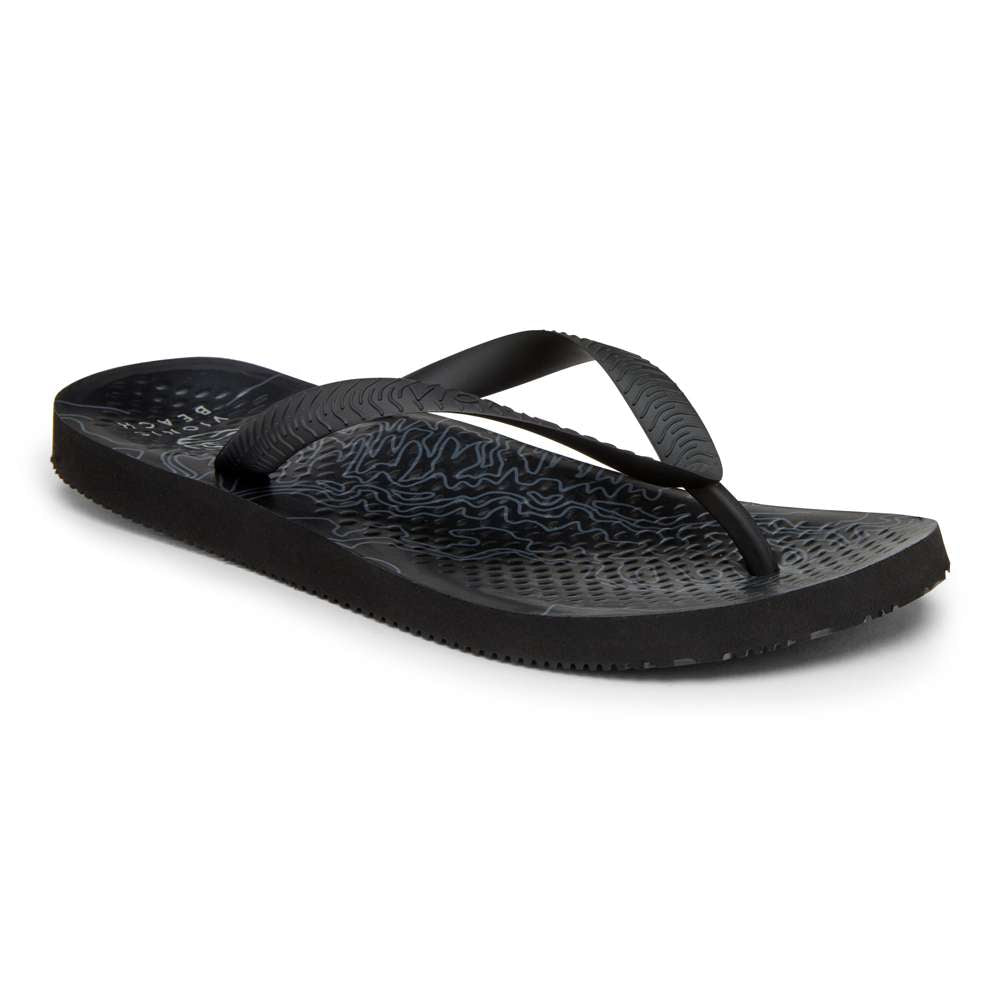 Beach Manly Toe Post Sandal - Black Map
