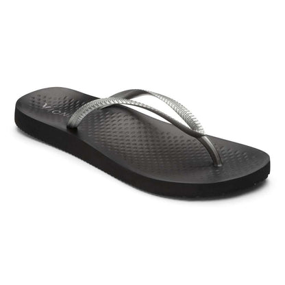 Noosa Solid Toe Post Sandal - Black/Pewter