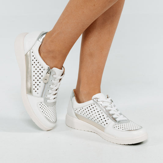 Lifestyle image for Baxley Sneaker - White/Apricot