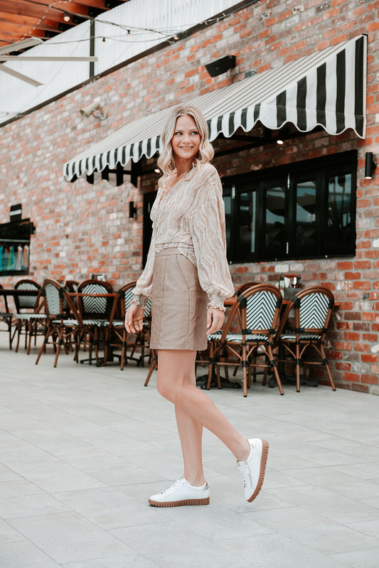 Lifestyle image for Luna Lace-Up Sneaker - White/Tan