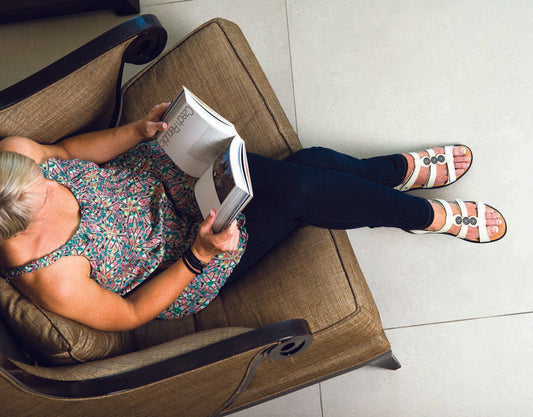 Lifestyle image for Santiago Back Strap Sandal - Pearlised White