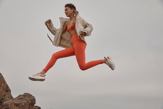 Lifestyle image for Walk Max Lace Up Sneaker - Tangerine